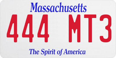 MA license plate 444MT3