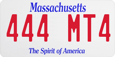 MA license plate 444MT4