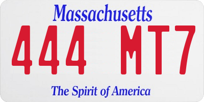 MA license plate 444MT7