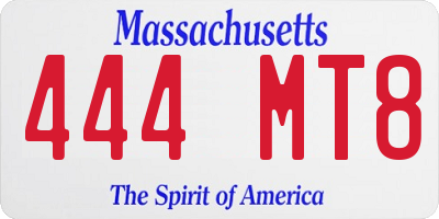 MA license plate 444MT8