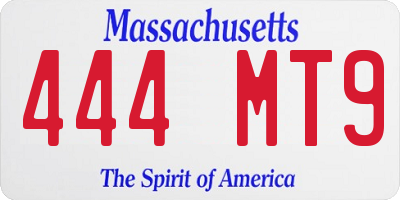 MA license plate 444MT9