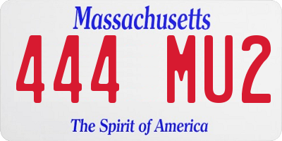 MA license plate 444MU2