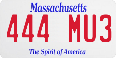 MA license plate 444MU3