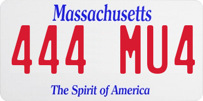 MA license plate 444MU4