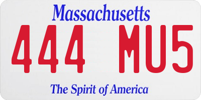 MA license plate 444MU5