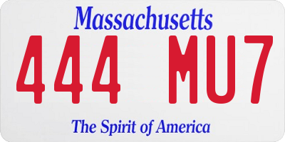 MA license plate 444MU7