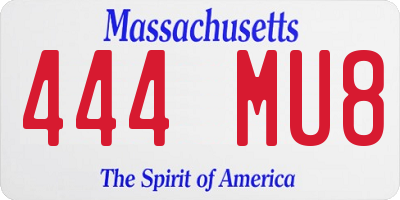 MA license plate 444MU8