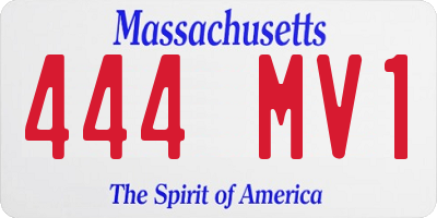 MA license plate 444MV1