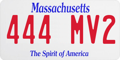 MA license plate 444MV2