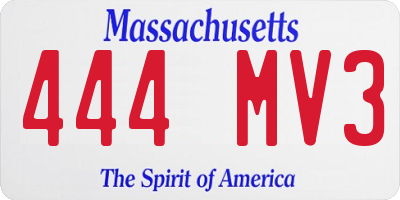 MA license plate 444MV3