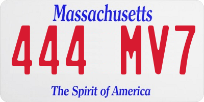 MA license plate 444MV7