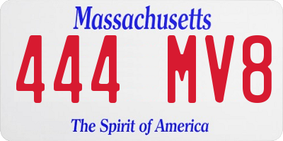 MA license plate 444MV8