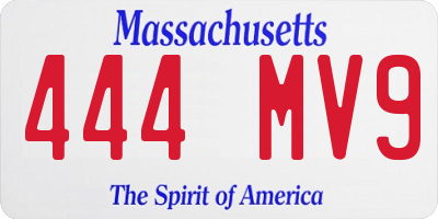 MA license plate 444MV9