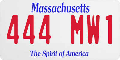MA license plate 444MW1