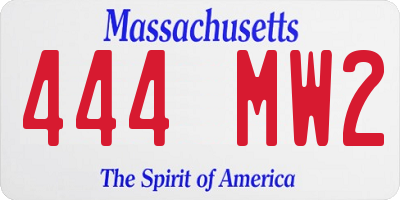 MA license plate 444MW2