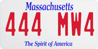 MA license plate 444MW4
