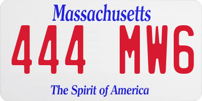 MA license plate 444MW6