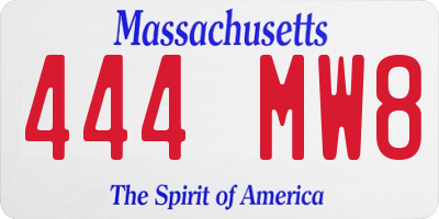 MA license plate 444MW8