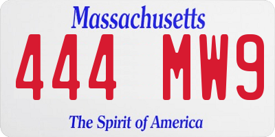 MA license plate 444MW9