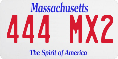 MA license plate 444MX2