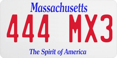 MA license plate 444MX3
