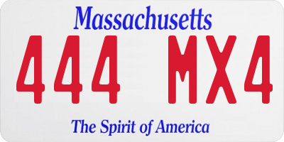 MA license plate 444MX4
