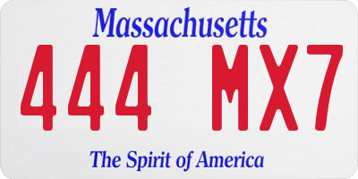 MA license plate 444MX7