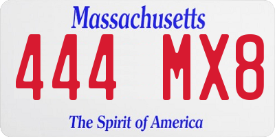 MA license plate 444MX8