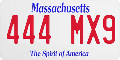 MA license plate 444MX9