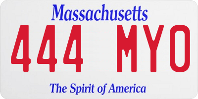 MA license plate 444MY0