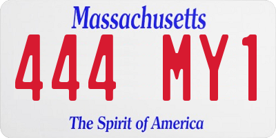 MA license plate 444MY1