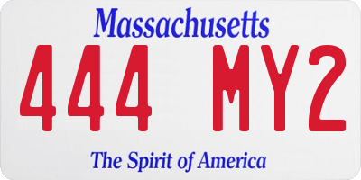 MA license plate 444MY2