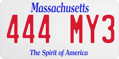 MA license plate 444MY3