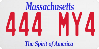 MA license plate 444MY4