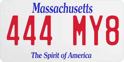 MA license plate 444MY8