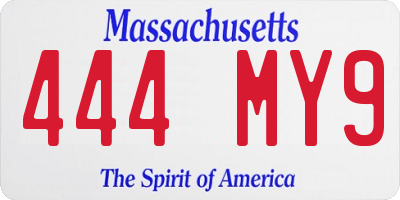 MA license plate 444MY9