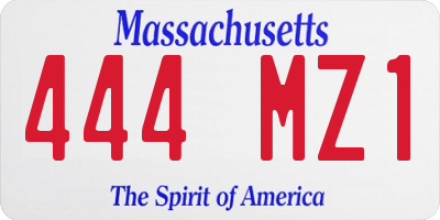 MA license plate 444MZ1