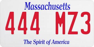 MA license plate 444MZ3