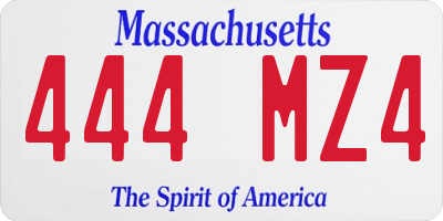 MA license plate 444MZ4