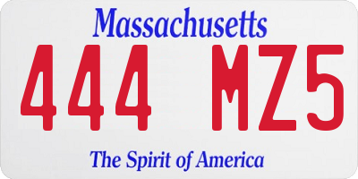 MA license plate 444MZ5