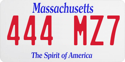 MA license plate 444MZ7