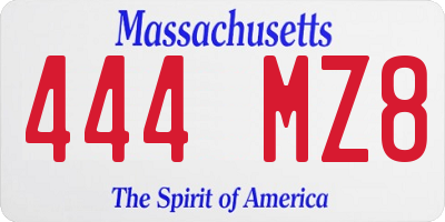 MA license plate 444MZ8