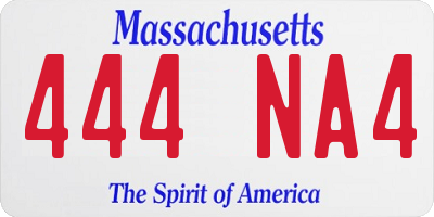 MA license plate 444NA4