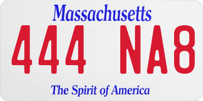 MA license plate 444NA8