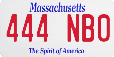 MA license plate 444NB0
