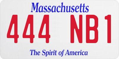 MA license plate 444NB1