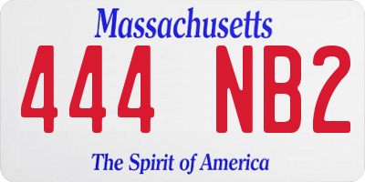 MA license plate 444NB2