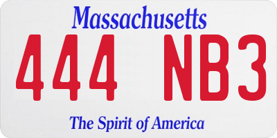 MA license plate 444NB3