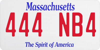 MA license plate 444NB4