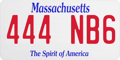 MA license plate 444NB6